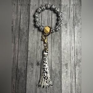 COPY - - Hand Crafted - Bead Keychain - Cow Print
